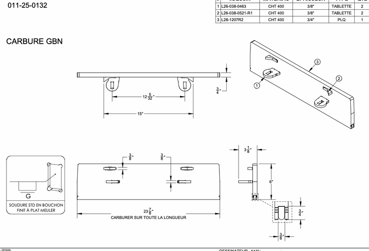 MetalPless Part LECCE 23 7/8" 011-25-0132 (GEN4) GBN