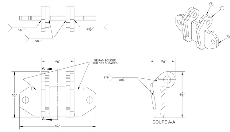 Metal Pless Part#: AP9/6-8D 012-16-0012 Double Pivot Bracket, 3 of 5