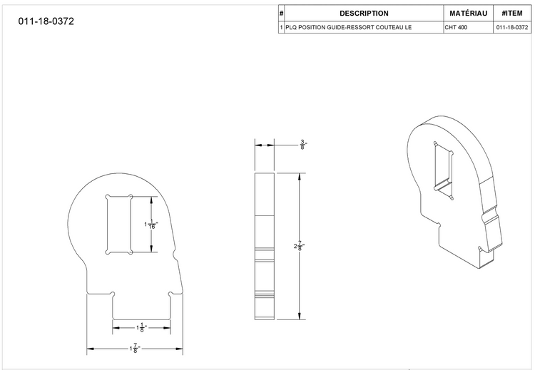 Metal Pless Part# 011-18-0372: Live Edge Position Bracket