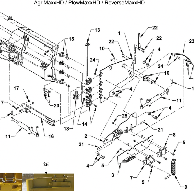 Metal Pless Part # AG9/14-21: Pivot Bracket Pin P-224
