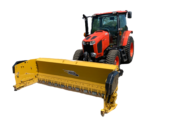 Metal Pless Agrimaxx plow on a Kubota M6 tractor.