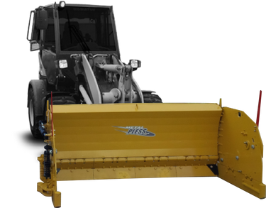 Metal Pless plowmaxx wing plow on a compact wheel loader
